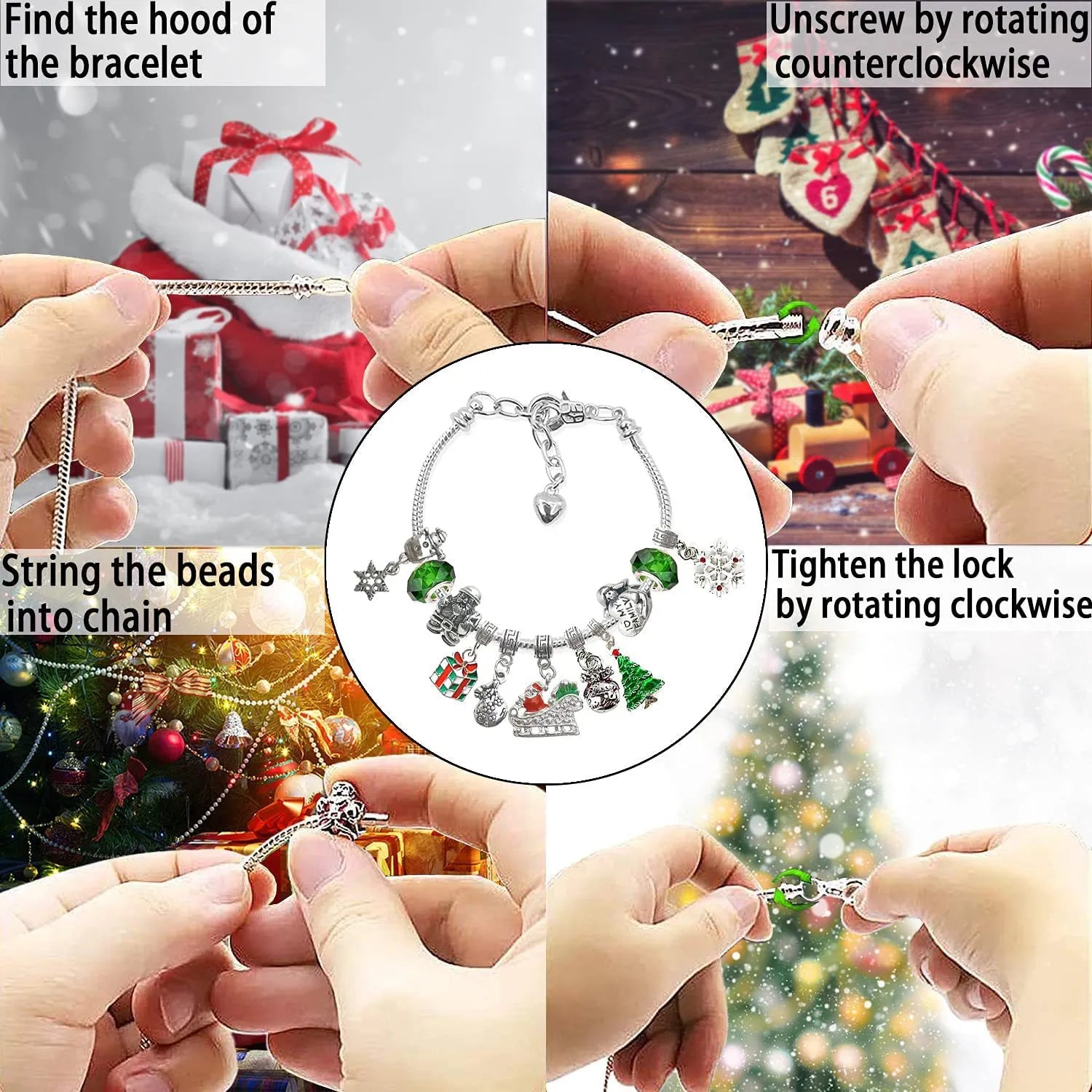 Calendário do advento de natal pulseiras 2023 para meninas 24 dias