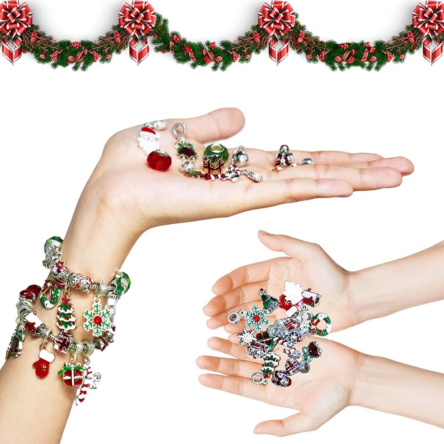 🎄Conjunto de pulseira DIY calendário do advento de Natal